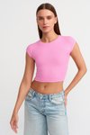 Pembe Kısa Kollu Crop