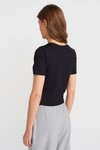Siyah Bisiklet Yaka Kısa Kollu Crop