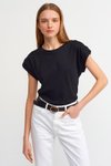 Siyah Sıfır Yaka Kısa Kollu T-shirt