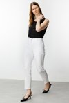 Ekru Beli Lastikli Cepsiz Pantolon