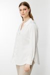 Ekru Büyük Beden Saten Gömlek