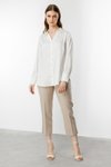 Ekru Büyük Beden Saten Gömlek