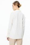 Ekru Çift Kapak Cepli Düğmeli Bluz
