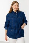 İndigo Fermuarlı Kapak Cepli Mont