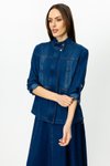 İndigo Fermuarlı Kapak Cepli Mont