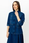İndigo Fermuarlı Kapak Cepli Mont