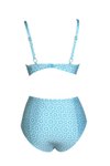 Açık Mavi Balenli Destekli Büyük Beden Yüksek Bel Bikini Takım