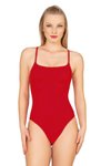 Red Thin Strap Cross Back Detailed Basic Swimsuit