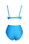 Mavi Balenli Destekli Büyük Beden Yüksek Bel Bikini Takım