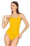 Yellow Thin Strap Cross Back Detail Basic Swimsuit