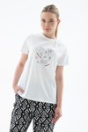 Beyaz Baskılı Kısa Kollu T-shirt