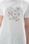 Beyaz Baskılı Kısa Kollu T-shirt