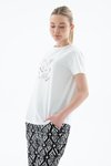 Beyaz Baskılı Kısa Kollu T-shirt