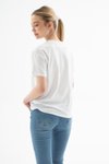 Beyaz Çiçek Baskılı Kısa Kollu T-shirt