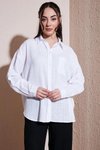 Beyaz Uzun Kollu Cepli Gömlek