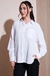 Beyaz Uzun Kollu Cepli Gömlek