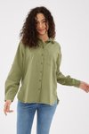 Haki Uzun Kollu Cepli Gömlek