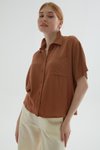Kahve Kısa Kollu Cepli Gömlek