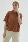Kahve Kısa Kollu Cepli Gömlek