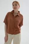 Kahve Kısa Kollu Cepli Gömlek