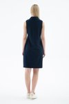 Lacivert Polo Yaka Kısa Kollu Midi Elbise
