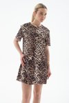 Leopar Desenli Kısa Kollu Mini Elbise