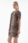 Leopar Desenli Kısa Kollu Mini Elbise