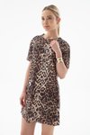 Leopar Desenli Kısa Kollu Mini Elbise