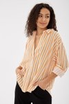 Turuncu Çizgili Uzun Kollu Gömlek
