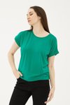 Yeşil Katlamalı Kol Sıfır Yaka Bluz