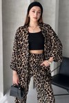 Leopar Kimono Pantolon Takım