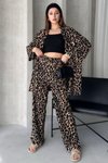 Leopar Kimono Pantolon Takım
