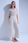 Ekru Ajurlu Astarlı Pantolon
