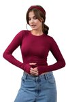 Bordo Parmak Geçirmeli Bisiklet Yaka Body