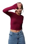 Bordo Parmak Geçirmeli Bisiklet Yaka Body