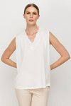 Ekru Yakası Tül Detaylı Bluz