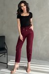Bordo Beli Lastikli Yüksek Bel Pantolon