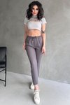 Gri Beli Lastikli Yüksek Bel Pantolon