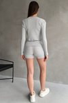 Gri İp Askılı Crop. Hırka Ve Short Kaşkorse Takım