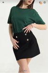 Haki Siyah Model Yumuşak Tuşeli Ovirsize Fit Basic T-shirt