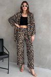 Renkli Leopar Desen Kimono Pantolon Takım