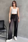 Siyah Bürümcük Yüksel Bel Lastikli Pantolon