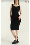 Black Thick Strapped Stretch Midi Dress