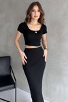 Siyah Kare Yaka Yırtmaçlı Kaşkorse İkili Takım