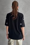 Siyah Oversize Kurdele Detaylı Tshirt