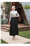 Siyah Pileli Uzun Etek