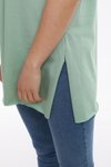 Mint Düz Uzun Ve Yırtmaçlı Duble Kol Önü Baskısız T-shirt Tunik