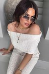 Ekru Buklet Efekt Madonna Yaka Uzun Triko Elbise