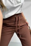 Kahverengi Buruşuk Viskon Havuç Pantolon