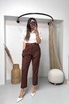 Kahverengi Buruşuk Viskon Havuç Pantolon